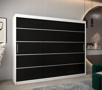 Produktbild von Kleiderschrank ENNI – Breite 250 cm, weiß / schwarz