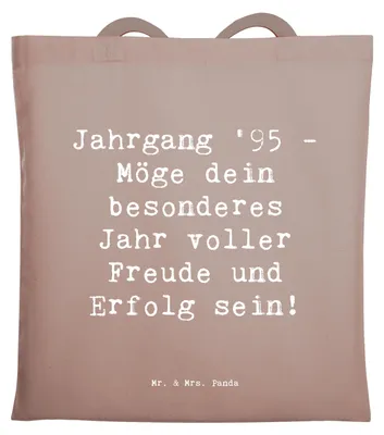 Produktbild von Mr. & Mrs. Panda Tote Bag Spruch 1995 Geburtstag - Braun Pastell - Geschenk, Geburtstagsgeschenk, festivaltasche, Uni Tasche, Shopping, Erfolg, Jutebeutel, Happy Birthday