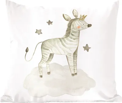 Produktbild von MuchoWow® Zierkissen Sofakissen Wohnzimmer Dekokissen 50x50 cm Zebra - Krone - Wolke - Komfort - Sofakissen