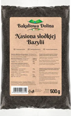 Zdjęcie produktu dla Nasiona bazylii 500 G - Superfood - Alternatywa dla chia - Bogate w błonnik - Bez dodatków