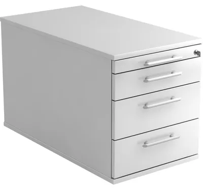 Produktbild von Rollcontainer 80cm 3 Schub Schloss Relinggriff Weiß