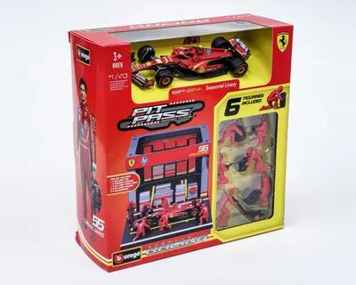 Obrázek produktu pro Set F1 Ferrari SF-24 #55 C.Sainz 2024 + PITBOX - Bburago 1:43