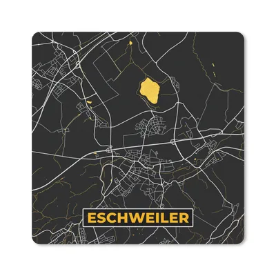 Produktbild von MuchoWow® Mauspad Mousepad Schwarz und Gold - Stadtplan - Eschweiler - Deutschland - Karte 20x20 cm - Mousepads - Maus Mat - Pad - Mausunterlage - Desk Mat - Bureauartikeln