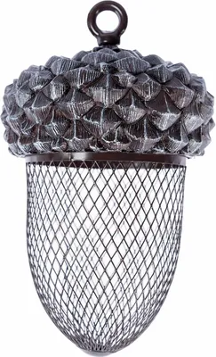 Image de HOMESCAPES Mangeoire décorative pour oiseaux en forme de gland, noir