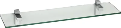 Produktbild von Glasregal 8mm eckig+ Clip QUADRO, Befestigungsclip :Quadro Silbermatt, Abmessung:60 x 15 cm, Nachbildung:Klar