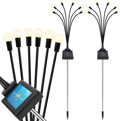 Produktbild von 2X Solarlampe Innenkugeln 6 Led Gartenlampenkugeln