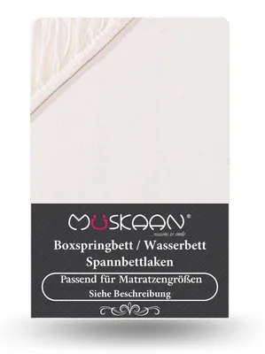 Produktbild von Premium Jersey Spannbettlaken 180x200 cm - 200x220 cm + 40 cm Boxspringbett mit Elasthan natur