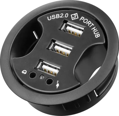 Image de goobay HUB/distributeur 3 ports USB 2.0 Hi-Speed encastrable + audio noir (1 blister)
