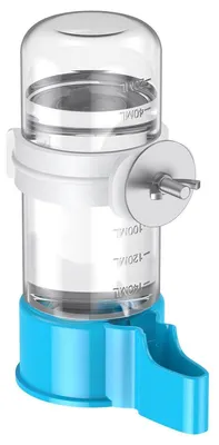 Obrázok produktu pre Automatický dávkovač vody pre vtáky, plastový, modrej farby, objem 140 ml, vhodný pre papagáje, andulky a ďalšie malé vtáky