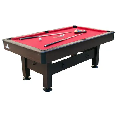 Produktbild von Cougar Topaz Billardtisch 6ft in Braun / Rot | Höhenverstellbarer Pooltisch inkl. Zubehör | Tischbillard für Kinder und Erwachsene | Indoor Pool /