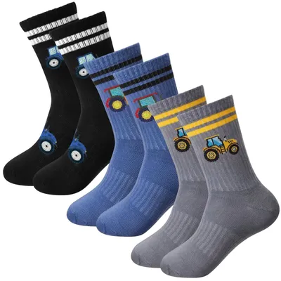 Produktbild von Jadive 3 Paar Tennissocken für Jungen, Mädchen und Kinder, Größen 27-32. Schöne Tennissocken mit Design, atmungsaktive Sportsocken aus Baumwolle mit sportlichen Streifen – ideale Geschenke für Kindergeburtstage und andere Anlässe
