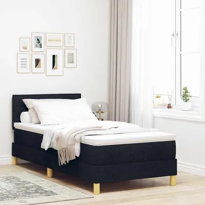 Zdjęcie produktu dla Maison Exclusive - Łóżko z sprężyną LED z materacem Czarny 90 x 190 cm tkanina