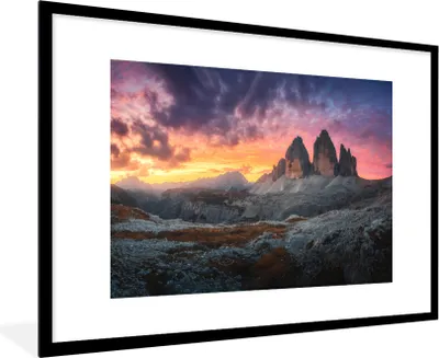 Produktbild von MuchoWow® Gerahmtes Poster Felsen - Berg - Sonnenuntergang - Landschaft 90x60 cm - Poster mit Schwarzem Bilderrahmen Wandposter Rahmen Foto Bilder - Wanddekoration - Fotos
