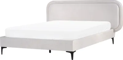 Zdjęcie produktu dla BELIANI Łóżko jasnoszare welurowe tapicerowane 140 x 200 cm ze stelażem zagłówek