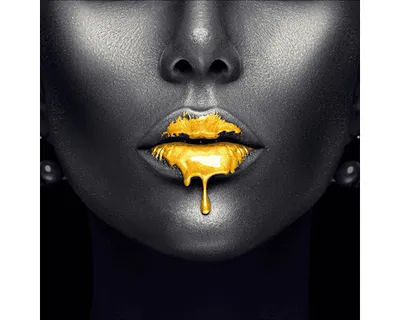 Produktbild von Glasbild Golden Lips II 30x30 cm