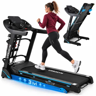 Produktbild von URBOGYM V680 Laufband für Zuhause, 16 km/h, 3 manuelle Steigungsstufen, 24 Programme, FitShow App, klappbar