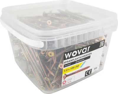 Produktbild von Vorteilseimer Spanplattenschrauben Gelb Verzinkt 5,0 x 100 mm Torx 20 Teilgewinde - 350 Stück