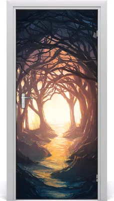 Produktbild von Tulup Türaufkleber 95x205 cm Dekorative Aufkleber Selbstklebend Wasserdichte Tapete Abnehmbar Schlafzimmer Wohnzimmer Wohnkultur - Klebstoff geschlossen Wald