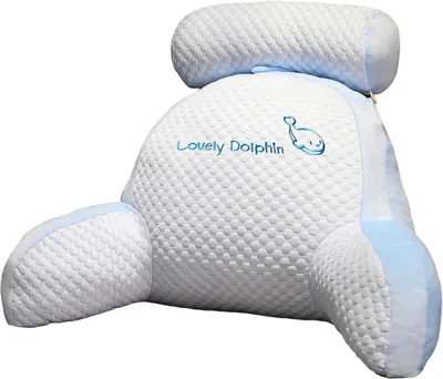 Produktbild von Lesekissen für das Bett, schöne 2-in-1-Rückenlehnenkissen, 60 x 45 × 20cm, multifunktionales Sofa- und Nachttischkissen, abnehmbares Rückenstützkissen(Blau)