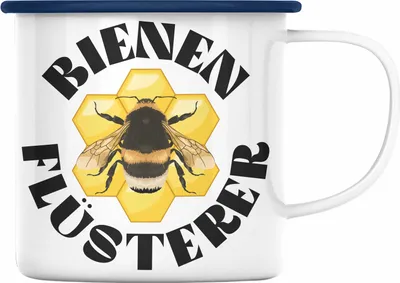 Produktbild von Trendation - Imker Geschenke Emaille Tasse Bienenzucht Emaille Emaille Tasse Geschenkideen Bienenzüchter Bienen Zuebhör Geschenke Lustig (Blau)