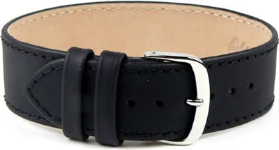 Produktbild von Minott Uhrenarmband 20mm Leder Durchzugsband schwarz 20266S