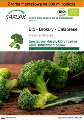 Zdjęcie produktu dla SAFLAX - Garden in the bag - Bio - Brokuły - Calabrese - 100 Nasiona - Z podłożem uprawowym w praktycznej, samorozkładającej się torbie - Brassica oleracea