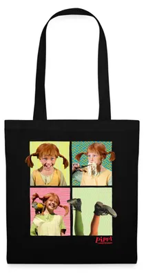 Produktbild von Spreadshirt Pippi Langstrumpf Portraits Von Pippi Stoffbeutel, One size, Schwarz