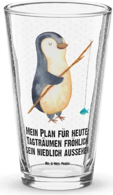 Produktbild von Mr. & Mrs. Panda Bierglas Pinguin Angler - Transparent - Geschenk, Pinguine, Wasserglas, Motiviert, Pintglas, Longdrinkglas, Angel, Glas, Urlaub, Angeln, Cocktailglas