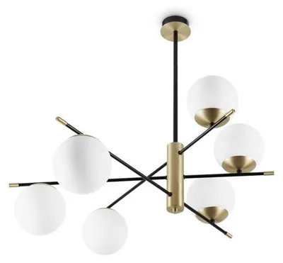 Image de Plafonnier contemporain Gourmet Métal Noir 6 Lumières E14