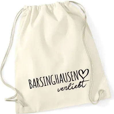Produktbild von Huuraa Turnbeutel Barsinghausen verliebt 12 Liter Natural Baumwolle Rucksack Geschenkidee