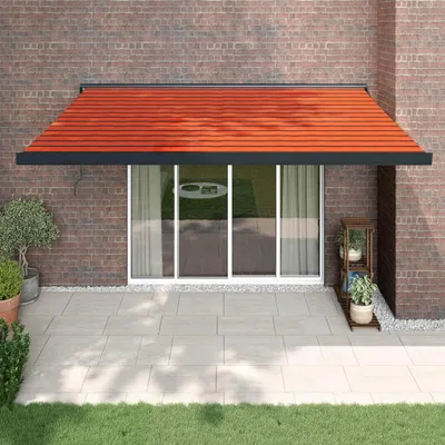 Zdjęcie produktu dla The Living Store Markiza zwijana pomarańczowo-brązowa 4x3 m Tkanina i aluminium