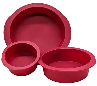 Backform-Set, 3 runde Silikonformen, 10+15+20 cm, antihaftbeschichtet