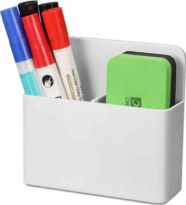 Produktbild von Magnetischer Markerhalter, magnetische Aufbewahrungsbox, Bleistifthalter für Whiteboard, Schulbedarf, Kühlschrank, Schreibtisch, Schließfach und magnetische Oberfläche, weiß