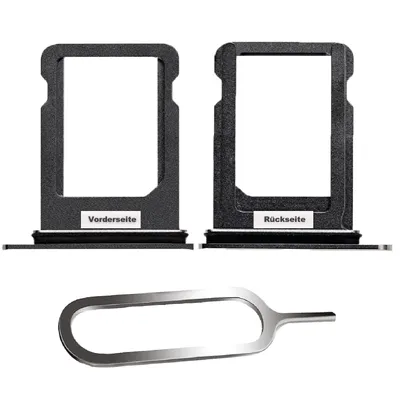 Two SIM card trays and a SIM ejector tool are displayed against a white background.