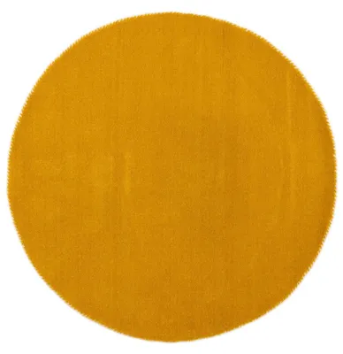 Produktbild von Handgefertigter Wollteppich Gabbeh Lola Rund Gelb Ø 80 cm Weich, Hochwertig, Zeitlos | Runder Teppich für Gemütlichkeit & Eleganz im Wohnzimmer, Schlafzimmer und Diele