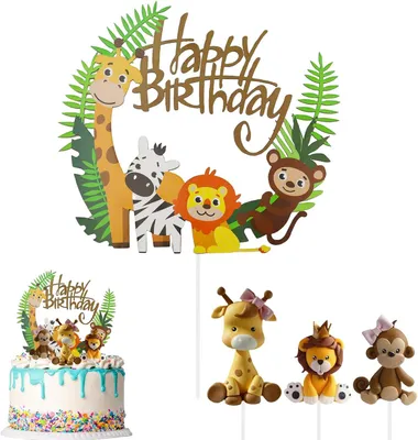 Produktbild von Dekoration für Geburtstagstorte, 1. Geburtstag, Junge, Tiermotiv (Waldtiere)