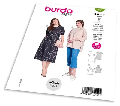 Obrázek produktu pro Střih Burda 5651 - Šaty s páskem a tričko s kapucí