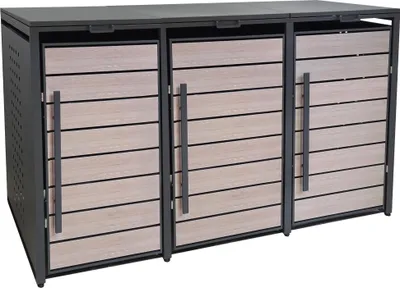 Produktbild von Metall Mülltonnenbox 3er Mülltonnenverkleidung 196 x 118 cm BoxyWood3 Anthrazit