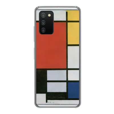 Produktbild von MuchoWow® Handyhülle Schutzhülle Hülle für Samsung Galaxy A03s Komposition 2 in Rot Blau und Gelb - Piet Mondrian Silikon Softcase Handy Hülle - Schutz