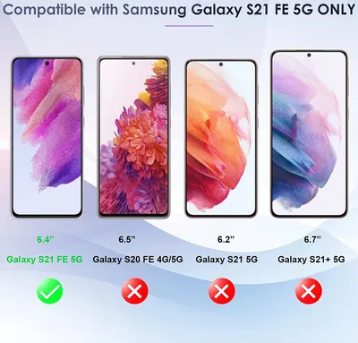 Comparison of different Samsung Galaxy phone models with compatibility indicators.