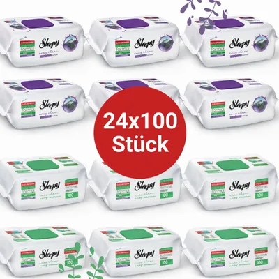 Produktbild von Sleepy Easy Clean Oberflächenreinigungstücher – 12x100 Orchidee + 12x100 White Soap | Kalklöser