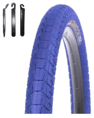 Image de 1 pneu de vélo BMX Kenda K-907 Krackpot, 20 x 1,95 (50-406), couleur bleu, avec démonte-pneus