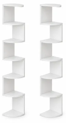 Image de Étagère murale, 7 niveaux, blanche, lot de 2