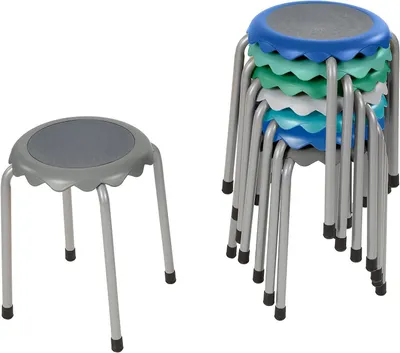 Productafbeelding van Stapelbare Krukken - Zitkrukjes Set - Flexibele Zitplaatsen - Antislip Zitting - 17 inch Hoog - Goud