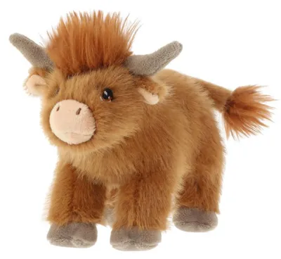 Produktbild von Keel Toys Pluschkuh Scottish Highlander - Pluschtier - braun - stehend - 20 cm - kuschelige Kuh
