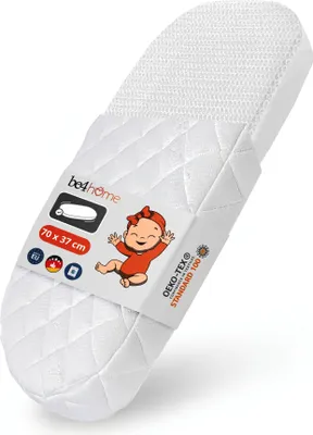Zdjęcie produktu dla be4home materac owalny AREO dla niemowląt 70x37 cm do kołyski, wózka i gondoli, oddychający, hipoalergiczny, dwustronny, certyfikat OEKO-Tex