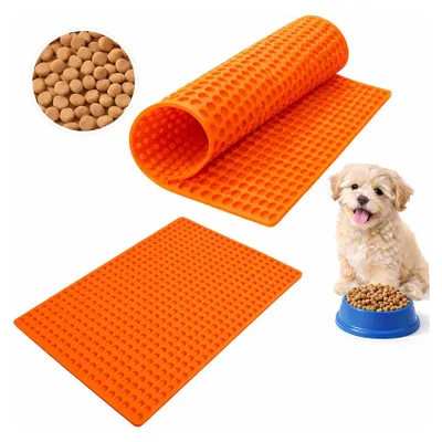 Image de BURI 2x tapis de cuisson 39,5 x 27,7 cm Biscuits pour chiens pour mini demi-sphères (1 cm Ø) Friandises, moule en silicone, tapis de cuisson pour plaque de cuisson, tapis diététique, résistant à la chaleur, adapté au contact alimentaire