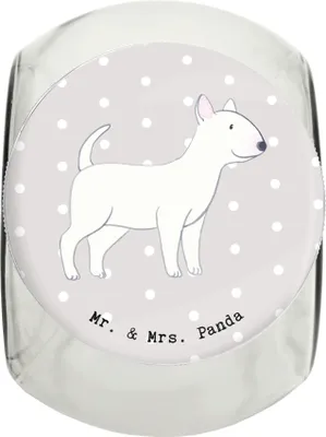 Produktbild von Mr. & Mrs. Panda Dose Bullterrier Moment L 870ml - Grau Pastell - Geschenk, Keksdose, Glasdose, schraubglas, aufbewahrungsglas, Aufbewahrungsdose