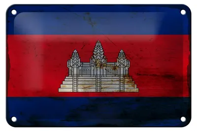 Produktbild von Blechschild Flagge Kambodscha 18x12cm Flag Cambodia Rost