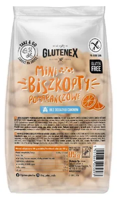 BISZKOPTY MINI POMARAŃCZOWE BEZ DODATKU CUKRÓW BEZGLUTENOWE 85 g - GLUTENEX